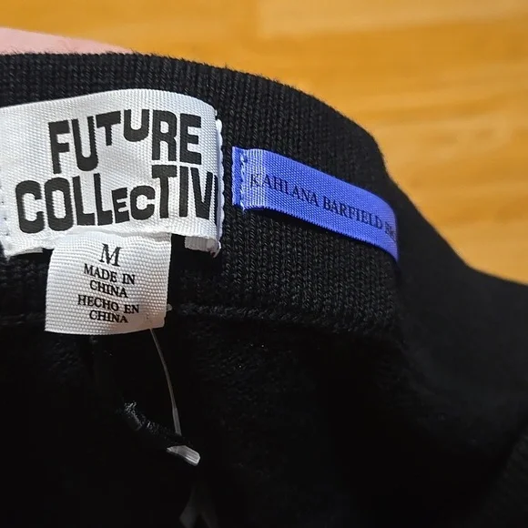 NWT Future Collective pencil skirt with slit. Black and neon yellow/green - Picture 4 of 6